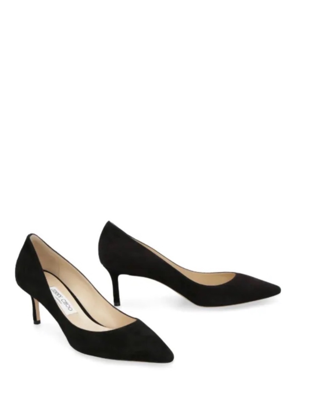 Jimmy Choo ROMY 60 Black Suede Pointed Toe Mid Kitten Heel Pump
